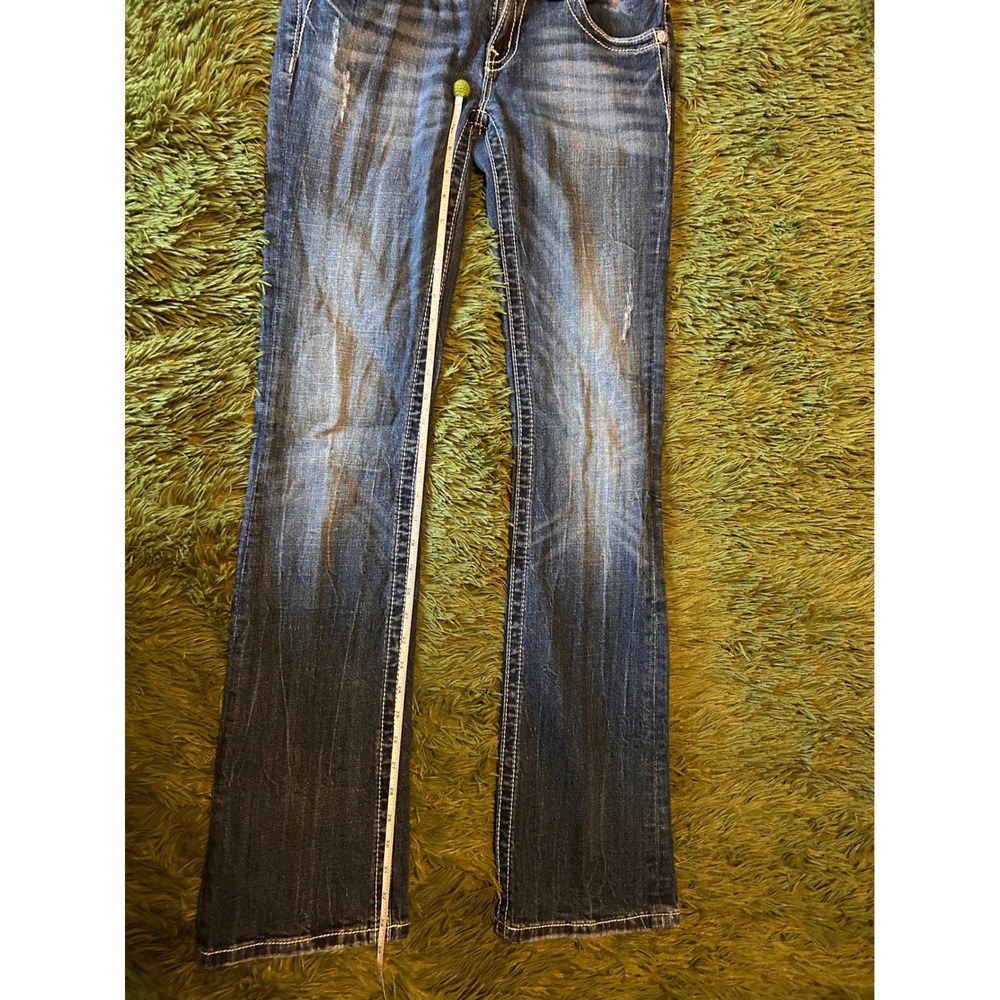Miss Me Bootcut Jeans JP5727B5 Dark Wash Embroidered Peace Love 28 x 33 READ - Picture 7 of 10